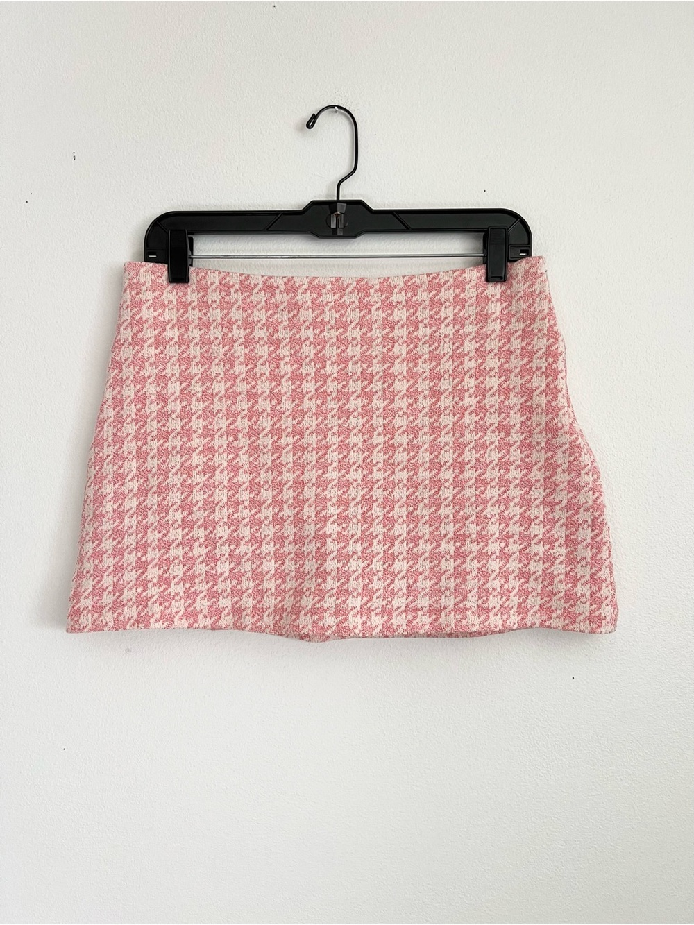 Zara Pink White Houndstooth Knit Skort Large Coquette Preppy Academia 90s Vibe